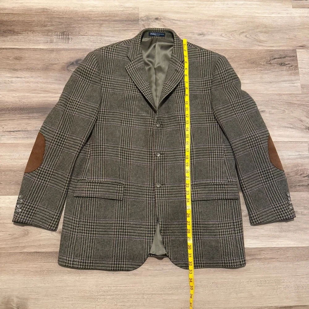 Polo Ralph Lauren Men’s 44 R Corneliani Virgin Wool Blazer Houndstooth Elbow